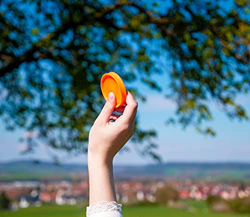 alldoro 63057 - Juego de 3 Discos de Lanzamiento (6,5 cm de diámetro, Silicona Blanda, 60 m de Alcance, para niños, Adultos y Perros, Amarillo, Naranja y Azul)