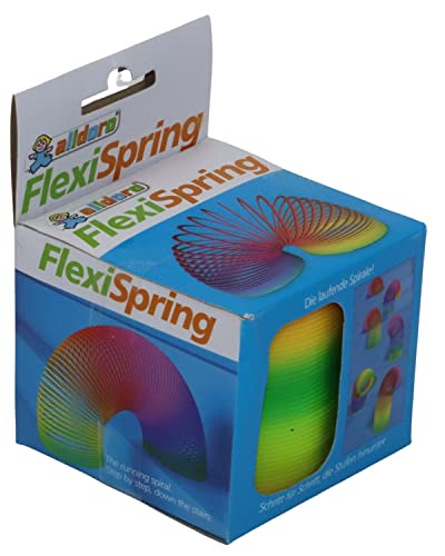 alldoro-Flexi Rainbow Spring Espiral, diámetro Aprox. Alfombra de 7,4 cm para escaleras en Colores del Arco Iris, con Plumas mágicas, para niños a Partir de 3 años, Arcoiris (Manfred Roser 60336)