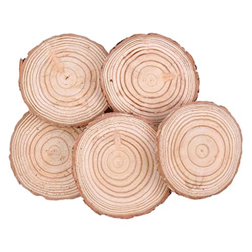 Almencla 5PCS 9-10cm Rebanadas de Madera Natural Sin Terminar en Blanco para Adornos de Boda Rústicos