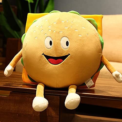 Almohada de peluche de hamburguesa de simulación, 11,8 × 7,8 × 3,9 pulgadas Lindo juguete de peluche de hamburguesa Cojín trasero suave Comida gigante Muñeco de peluche de peluche de juguete para niño