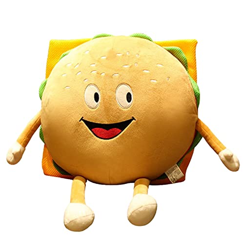 Almohada de peluche de hamburguesa de simulación, 11,8 × 7,8 × 3,9 pulgadas Lindo juguete de peluche de hamburguesa Cojín trasero suave Comida gigante Muñeco de peluche de peluche de juguete para niño