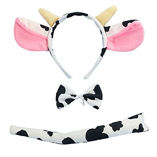 Alvivi Disfraz de Vacas para Niña Vestido Tutú Sin Mangas+Diadema de Orejas de Vaca+Cola de Vaca Vestido de Fiesta Halloween Carnaval Cumpleaños Rosa 7-8 años