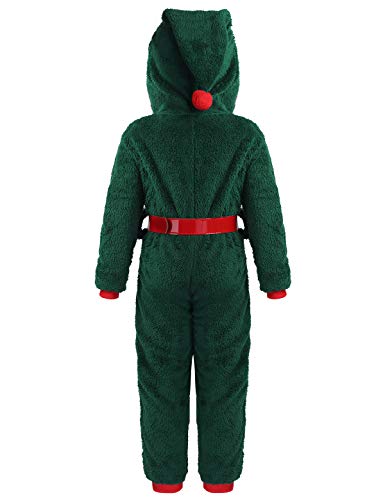 Alvivi Disfraz Navideño Niño de Santa Papa Noel Pijama Navidad Entera Niños de Lana Coral Invierno Disfraz Infántil Cosplay Halloween Carnaval Verde 4-6 Años