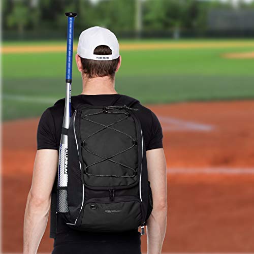 Amazon Basics - Mochila juvenil para equipo de béisbol, Negro