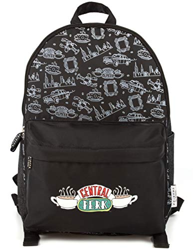 Amigos Niños Mochila Central Perk Logo para niñas y niños Negro Zip Un tamaño