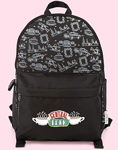 Amigos Niños Mochila Central Perk Logo para niñas y niños Negro Zip Un tamaño