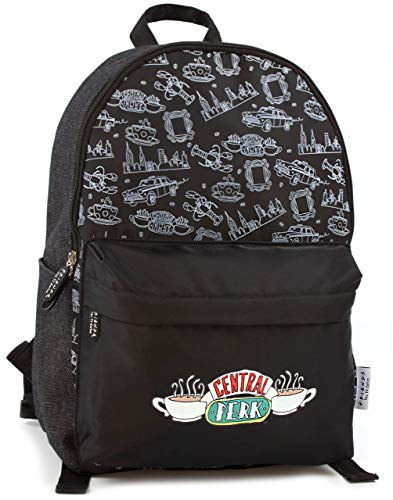 Amigos Niños Mochila Central Perk Logo para niñas y niños Negro Zip Un tamaño