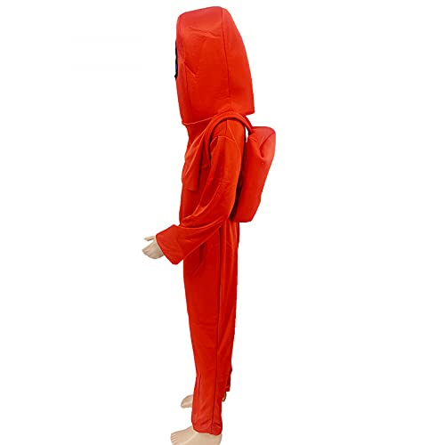 Amon_g Us Disfraz de Mono de Cosplay Personaje de Juego Astronauta Fihure Disfraz de Mono con Sombrero Fiesta Traje de Mameluco Rojo Cumpleaños de Halloween Vestido Creativo para Niños Niños Niñas