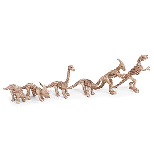 AMONIDA Color de la Vendimia Educativo 6 Piezas Fina Mano de Obra Juguete de Esqueleto de Dinosaurio de Alta simulación, Figuras de Dinosaurio Juguetes Vivos para Exposición de Historia(Retro Color)