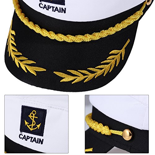 Amosfun Capitán Adulto Sombrero de Cosplay Gorra Yate Barco Navegante Marinero Almirante Marino (Blanco)