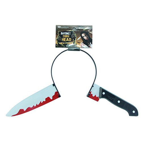 Amosfun Diadema para Halloween con cabeza de cruz de plástico sangriento para decoración de fiesta (cuchillo afilado)