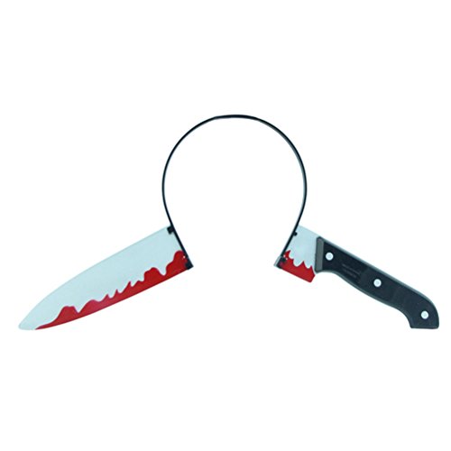 Amosfun Diadema para Halloween con cabeza de cruz de plástico sangriento para decoración de fiesta (cuchillo afilado)