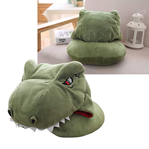 Amosfun Dinosaurio con capucha, cojín cervical de peluche, cojín de viaje, muñeca rellena, juguete de regalo de cumpleaños para niños, adultos, niños, fiestas, decoración