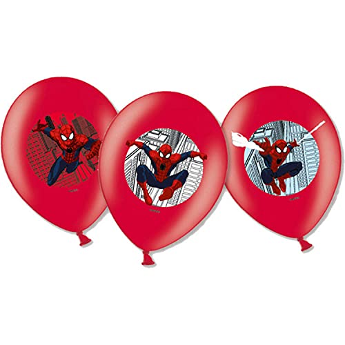 Amscan 999241 - 6 globos de látex de Spiderman, diámetro de 27,5 cm, decoración de superhéroes, cumpleaños, fiesta temática