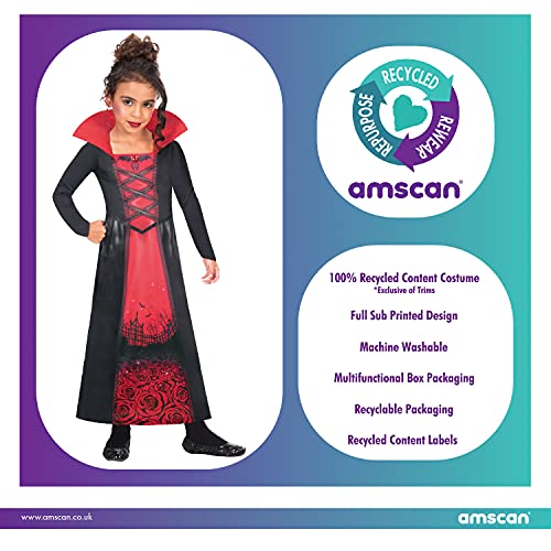 amscan Vestido, color negro, Sustainable Rose Vampiress 3-4 Years (9908593)