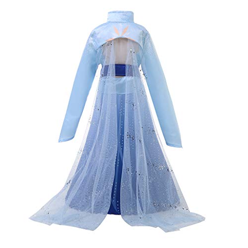 Amycute 3 Piezas Set de Disfraz de Princesa Elsa, Elsa Princesa Vestido, Princesa Frozen Elsa Disfraz de Cosplay de Reino de Hielo para Navidad,Fiesta Cumpleaños (Longitud50.8in;Altura 58in- 62in)