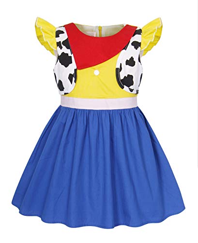 AmzBarley Disfraz Princesa Vestido Jessie Traje Niñas Navidad Fiesta Boda Bautizo Baile Falda Niña Costume Cumpleaños Halloween Cosplay Carnaval 7-8 Años