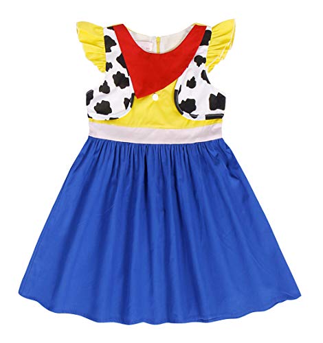 AmzBarley Disfraz Princesa Vestido Jessie Traje Niñas Navidad Fiesta Boda Bautizo Baile Falda Niña Costume Cumpleaños Halloween Cosplay Carnaval 7-8 Años