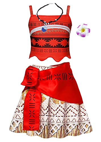 AmzBarley Moana Vaiana Disfraz Costume Niña Bebe, Princesa Disfraz Vestido Niña Traje Adventure Infantil para Carnaval Halloween Cosplay