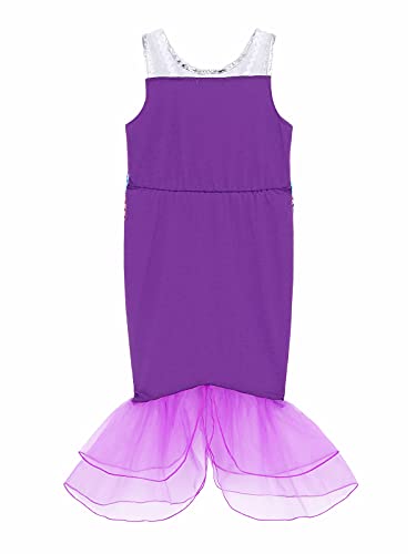 AmzBarley Sirena Falda Diadema Boda Fiesta Princesa Sirenita Disfraz Niña Vestido Ropa Cumpleaños Navidad Cosplay Halloween Carnaval Bautizo 7-8 Años