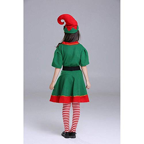 Angel ZYJ Disfraz Elfo Navidad Niñas Niños Adulto 90-180cm Tops + Pantalones + Gorra + Calcetines Duende Costume Vestirse (Mujeres, 150 cm（Mujeres）)