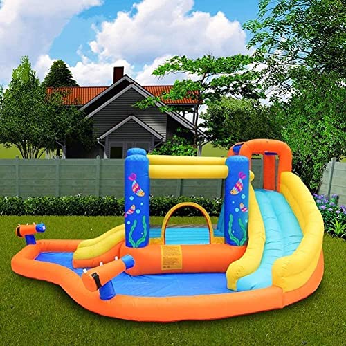 Angelhjq Castillos hinchables Pequeño trampolín Children's Diapositiva de Juguete para niños Equipo de Juego al Aire Libre Castillo Inflable Inflables y Castillos hinchables