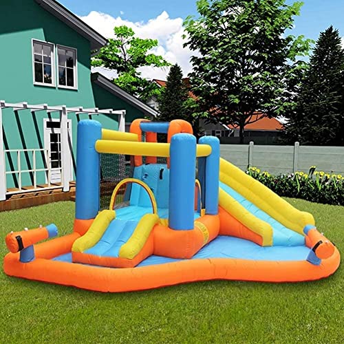 Angelhjq Castillos hinchables Pequeño trampolín Children's Diapositiva de Juguete para niños Equipo de Juego al Aire Libre Castillo Inflable Inflables y Castillos hinchables