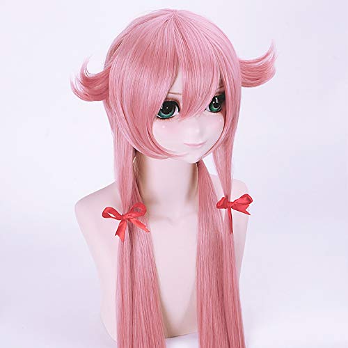 Anime Cosplay, Mirai Nikki peluca, Gasai Yuno peluca con el casquillo libre de la peluca (Color : Gasai Yuno)