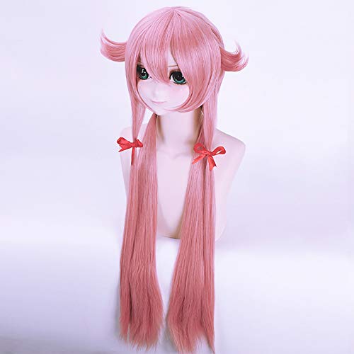 Anime Cosplay, Mirai Nikki peluca, Gasai Yuno peluca con el casquillo libre de la peluca (Color : Gasai Yuno)