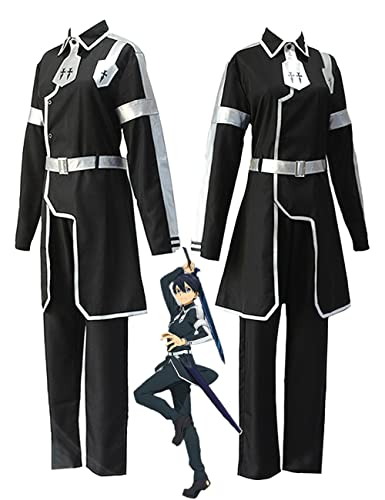 Anime Sword Art Online Kirigaya Kazuto Cosplay Traje de batalla Uniforme Halloween Cumpleaños Prom Party Set-Black_M