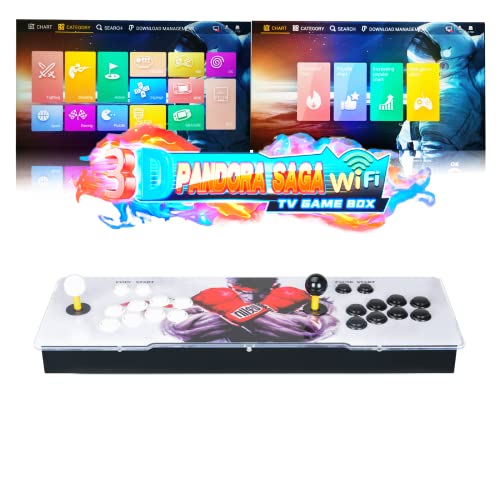 ARCADORA 3A Pandora Saga Arcade Game Console Juegos 3D 6800 Juegos, 4 Jugadores, función WiFi Agregar Juegos 3D, 8 Botones, Buscar/Guardar/Ocultar/pausar Juegos 1280x720 Full HD, Lista de Favoritos