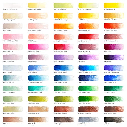 Arteza Pinturas de acuarela de calidad | Set de 60 colores | Tubos de 12 ml | Acuarelas de colores para artistas, estudiantes y principiantes