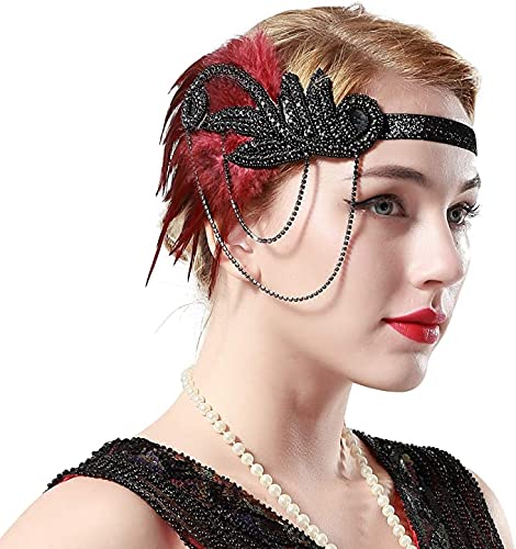 ArtiDeco 1920s Flapper Accesorios de los Años 20 Accessorios de Charlestón para Mujer Disfraz Gran Gatsby(Diadema, Collar de Perlas, Pendientes, Boquilla y Guantes)