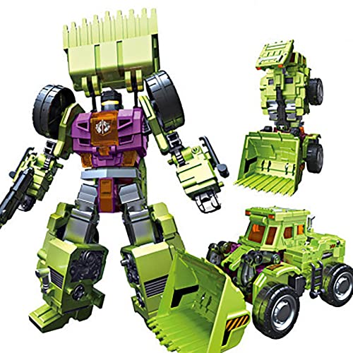 ASDPOIRE Juguetes de Transformers, 5-en-1 Diamante Combinado Drag Bucket Drag Shovel Excavar Bulldozer Robot GT Camión Mezclador de ingeniería de Hércules (Color : Green)