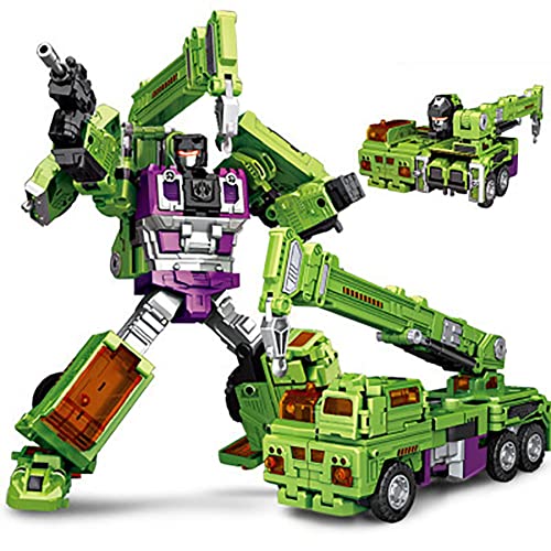 ASDPOIRE Juguetes de Transformers, 5-en-1 Diamante Combinado Drag Bucket Drag Shovel Excavar Bulldozer Robot GT Camión Mezclador de ingeniería de Hércules (Color : Green)