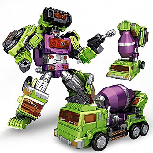 ASDPOIRE Juguetes de Transformers, 5-en-1 Diamante Combinado Drag Bucket Drag Shovel Excavar Bulldozer Robot GT Camión Mezclador de ingeniería de Hércules (Color : Green)