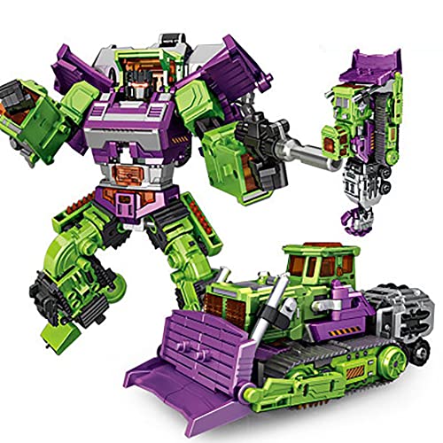 ASDPOIRE Juguetes de Transformers, 5-en-1 Diamante Combinado Drag Bucket Drag Shovel Excavar Bulldozer Robot GT Camión Mezclador de ingeniería de Hércules (Color : Green)