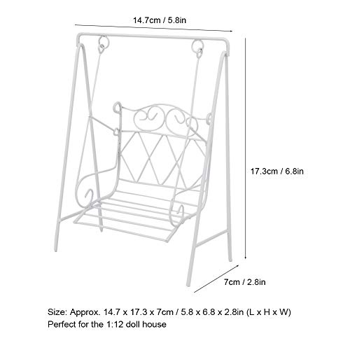 Asiento de Columpio Casa de Muñecas Muebles de Patio Juego de Muebles en Miniatura Muebles de Casa Muebles de Hadas Mini Muebles de Casa de Muñecas Casa de Muñecas Jardín para Casa de(Columpio)