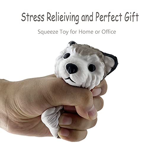 ASMFUOY Lindo perro Squishies juguete Husky Puppy alivio del estrés lento aumento suave apretando juguetes para niños Halloween Navidad Acción de Gracias Colección de regalo