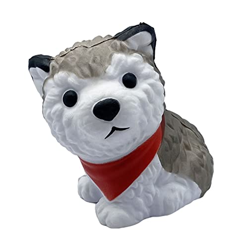 ASMFUOY Lindo perro Squishies juguete Husky Puppy alivio del estrés lento aumento suave apretando juguetes para niños Halloween Navidad Acción de Gracias Colección de regalo