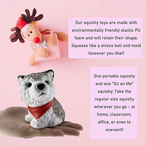 ASMFUOY Lindo perro Squishies juguete Husky Puppy alivio del estrés lento aumento suave apretando juguetes para niños Halloween Navidad Acción de Gracias Colección de regalo