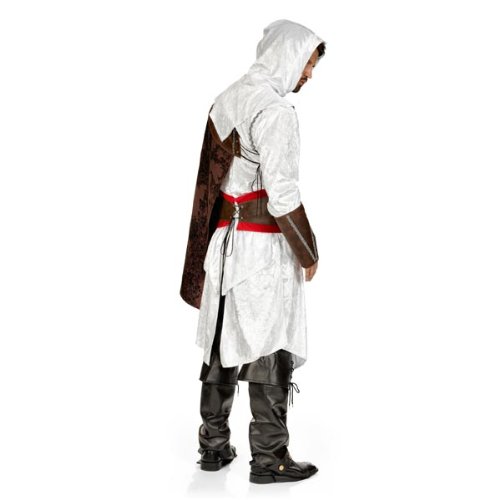 Assassin's Creed - disfraz de asesino - tres piezas: traje con capucha, cinturón y capa, al estilo de Ezio, para rol en vivo o carnaval - 62/64