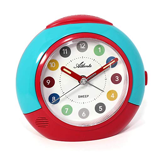 Atlanta 1526/15 - Reloj despertador analógico para niños y niñas - Con repetición, luz al pulsar un botón y alarma Crescendo, sin tic-tac, tamaño: 11 cm aprox.