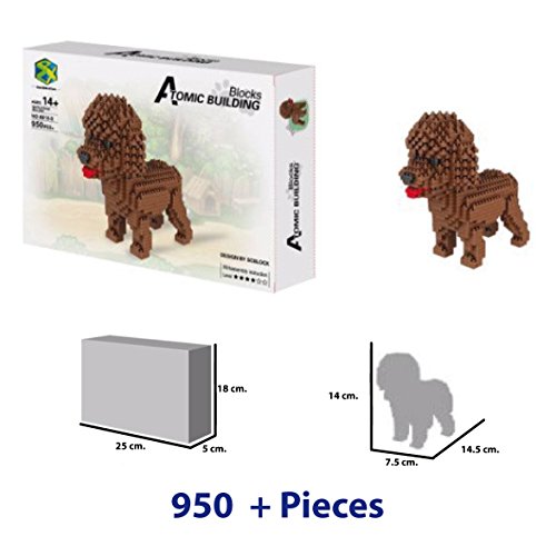 Atomic Building Figura para armar con nanobloques. 950 Piezas. Perro Caniche o Poodle.