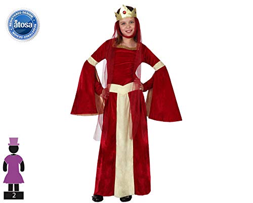 Atosa Disfraz Reina Medieval Niña Infantil Rojo 10 a 12 años