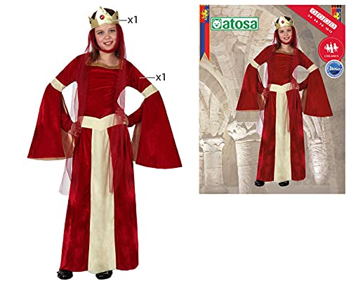 Atosa Disfraz Reina Medieval Niña Infantil Rojo 10 a 12 años