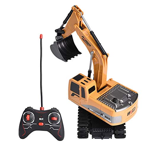 Aufee Excavadora de juguete RC Excavadora Camión, Recargable Regalos de Cumpleaños Vehículos de Construcción Totalmente Funcional 1/24 Excavadora Camión para Niños (Aleación Edition)