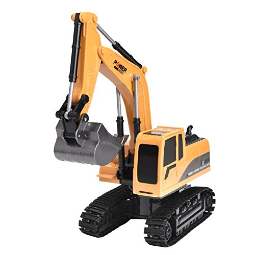 Aufee Excavadora de juguete RC Excavadora Camión, Recargable Regalos de Cumpleaños Vehículos de Construcción Totalmente Funcional 1/24 Excavadora Camión para Niños (Aleación Edition)