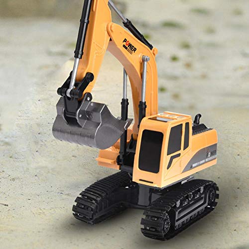 Aufee Excavadora de juguete RC Excavadora Camión, Recargable Regalos de Cumpleaños Vehículos de Construcción Totalmente Funcional 1/24 Excavadora Camión para Niños (Aleación Edition)