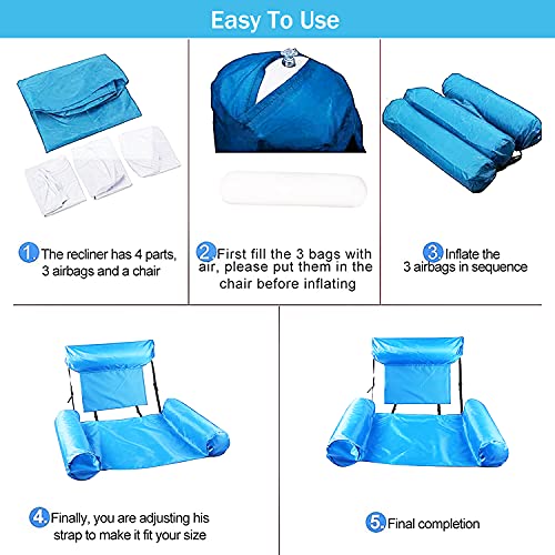 Auflosung Hamaca Flotante para Piscina, Hamaca Inflable, Sillón Flotante, Sofá De Agua, Balsas De Verano para Piscina Flotante para Adultos Y Niños (Azul Claro)